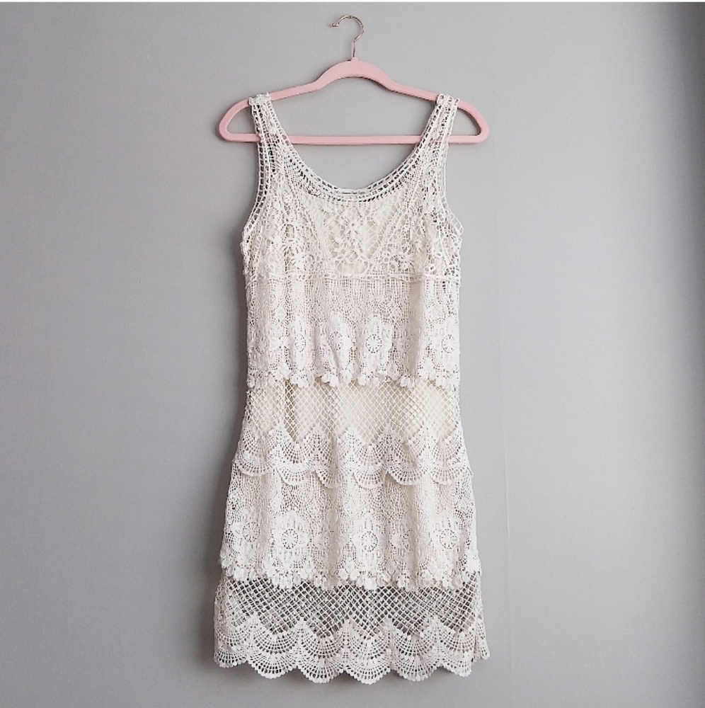 American Eagle Crotchet Shell Slip Dress
